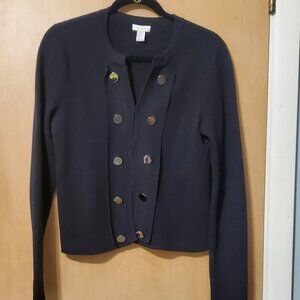 Chico's size 1 Medium Military style black cardigan